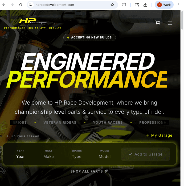 HP Race Development Website